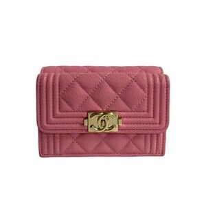 CHANEL Pink Caviar Leather Wallet